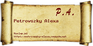 Petrovszky Alexa névjegykártya